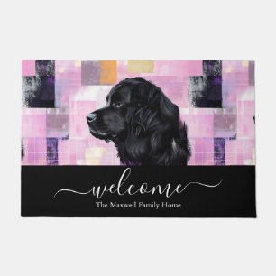 Abstract purple Newfie welcome name Doormat