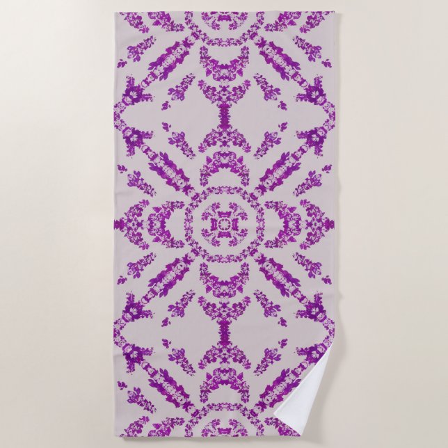 Abstract Purple Orchid Flower Design Pattern Art Beach Towel (Front)