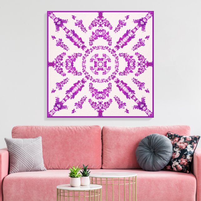 Abstract Purple Orchid Flower Design Pattern Art Canvas Print (Insitu(LivingRoom))