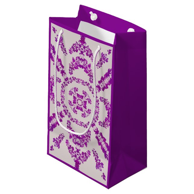 Abstract Purple Orchid Flower Design Pattern Art  Small Gift Bag (Front Angled)