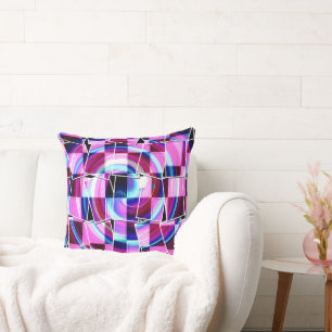 Abstract Purple Pink Squares Geometric Pattern Cushion