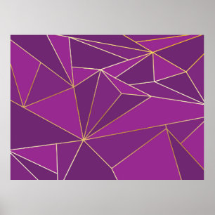 Abstract purple polygon artistic geometric with go poster
