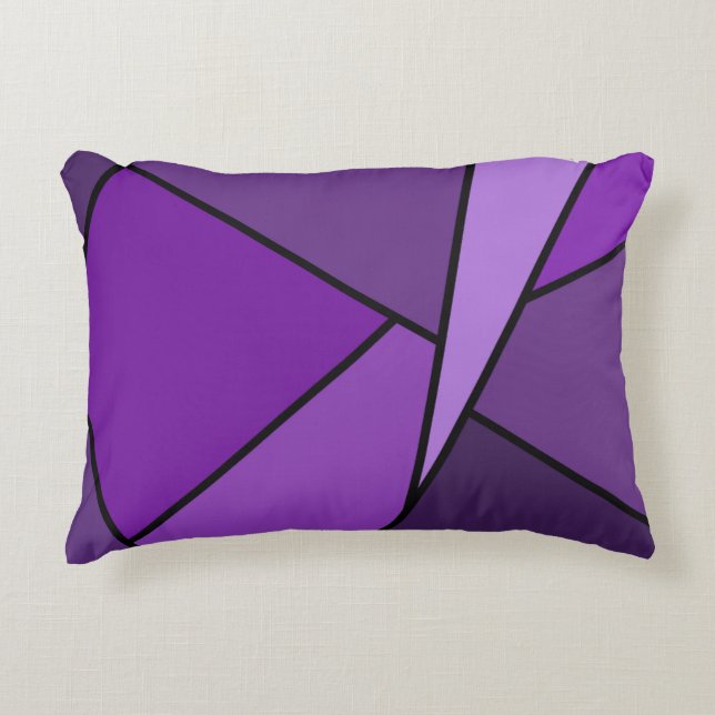Abstract Purple Polygons Decorative Cushion (Front)
