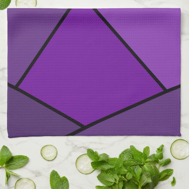 Abstract Purple Polygons Tea Towel (Folded)