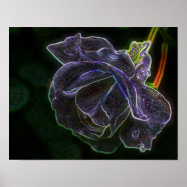 Abstract Purple Rose Fantasy Flower Poster (Front)