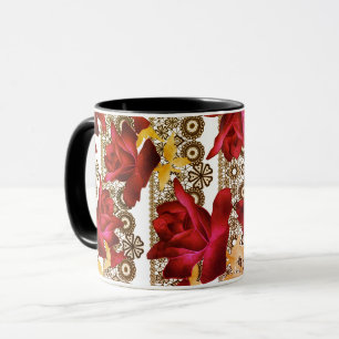 Abstract purple roses flowers floral lace vintage  mug