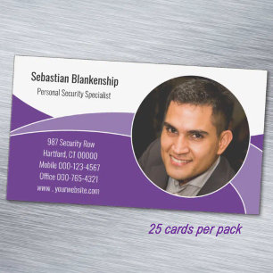 Abstract Purple Security Professional Custom Photo Magnetic Business Card