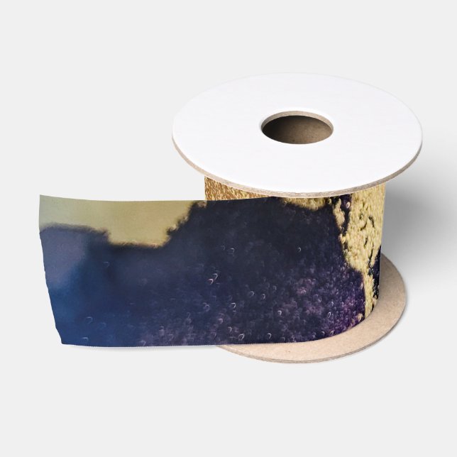 Abstract Purple Tan Gold  Satin Ribbon (Spool)