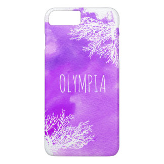 Abstract purple watercolor splash and white reef Case-Mate iPhone case