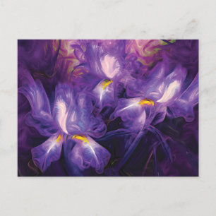 Abstract Purple & White Iris Flowers Postcard