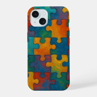 Abstract Puzzle Pieces Seamless Pattern iPhone 15 Case