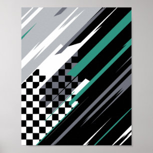 Abstract Racing Background with Diagonal Streaks Poster