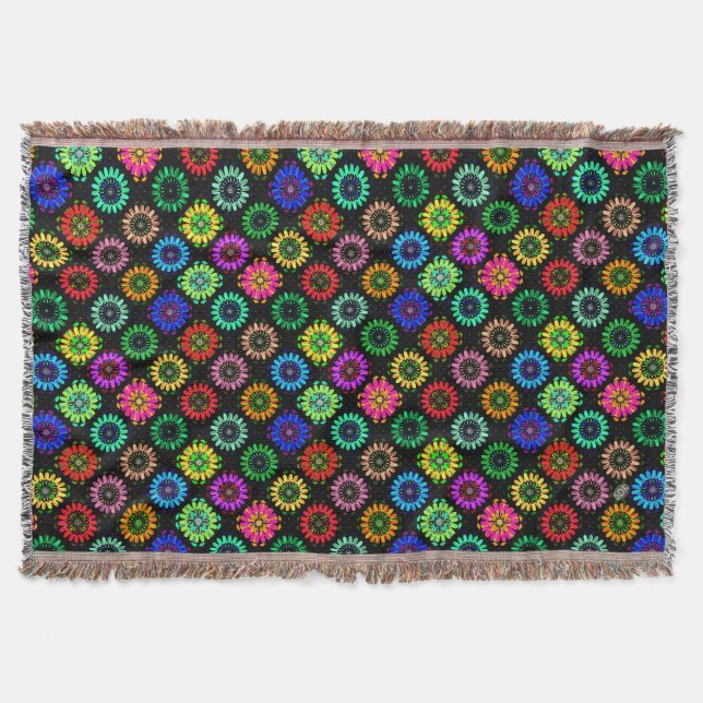 Abstract Radiant Flowers with Surreal Blooms Throw Blanket (Front)