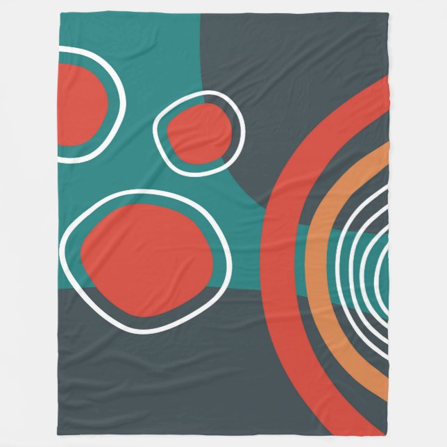 Abstract rainbow and suns boho artwork fleece blanket (Front)