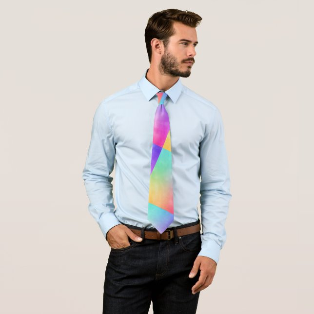 Abstract Rainbow Angled Design Tie (In Situ)