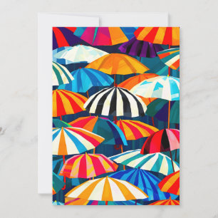Abstract Rainbow Beach Umbrella Announcement