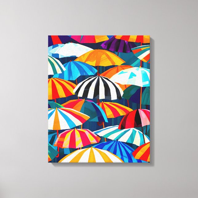 Abstract Rainbow Beach Umbrella Canvas Print (Front)