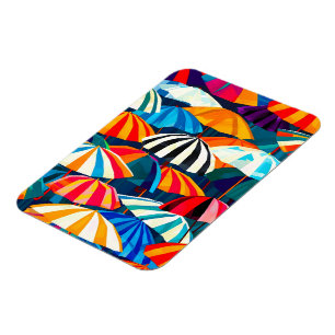Abstract Rainbow Beach Umbrella Magnet