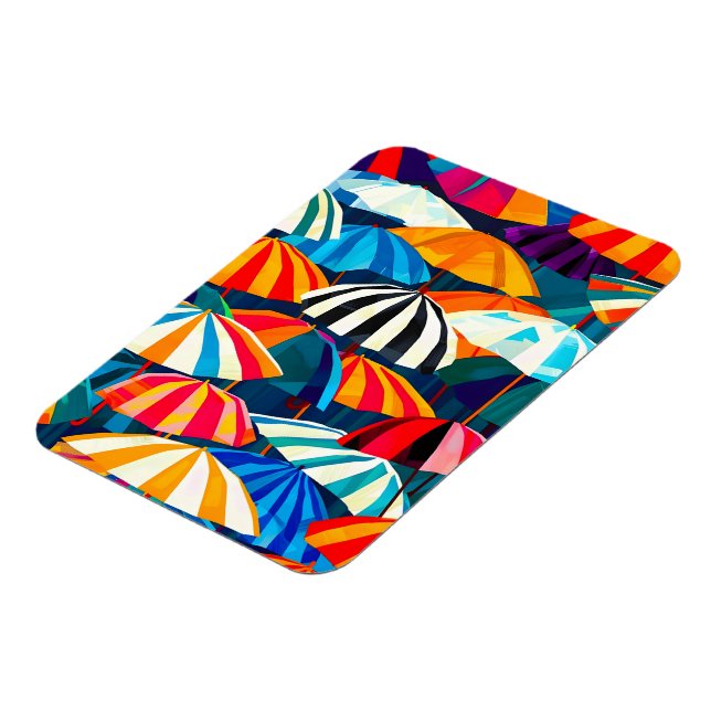 Abstract Rainbow Beach Umbrella Magnet (Left Side)