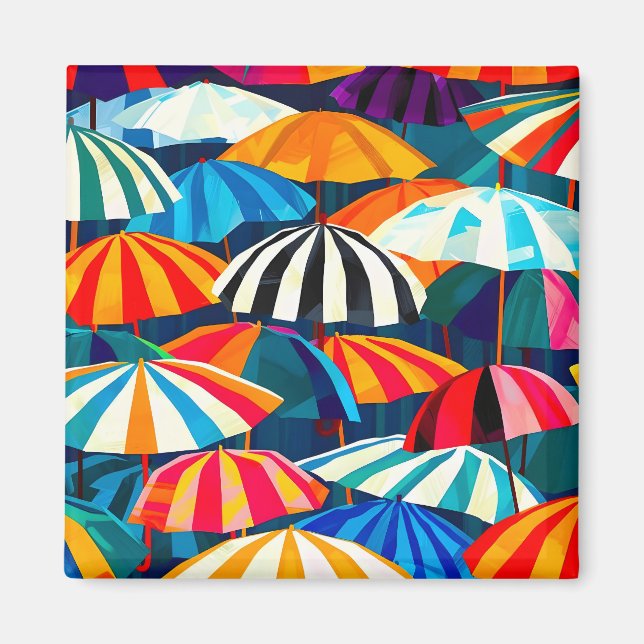 Abstract Rainbow Beach Umbrella Magnet (Front)