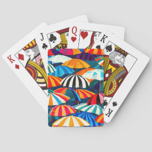 Abstract Rainbow Beach Umbrella Playing Cards