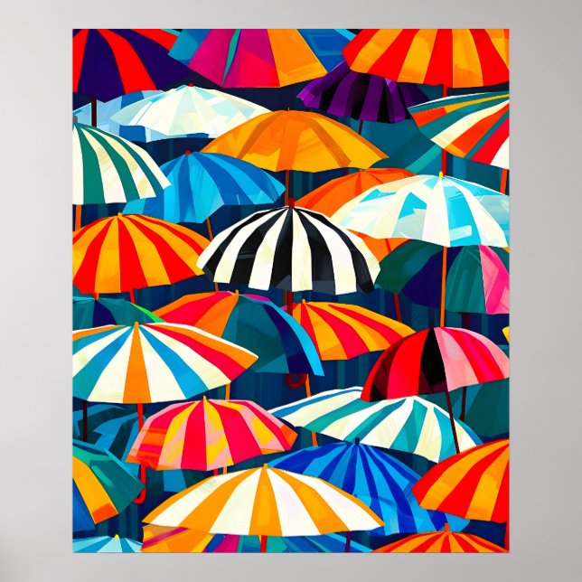 Abstract Rainbow Beach Umbrella Poster (Front)