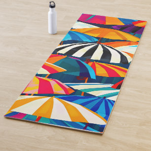 Abstract Rainbow Beach Umbrella Yoga Mat