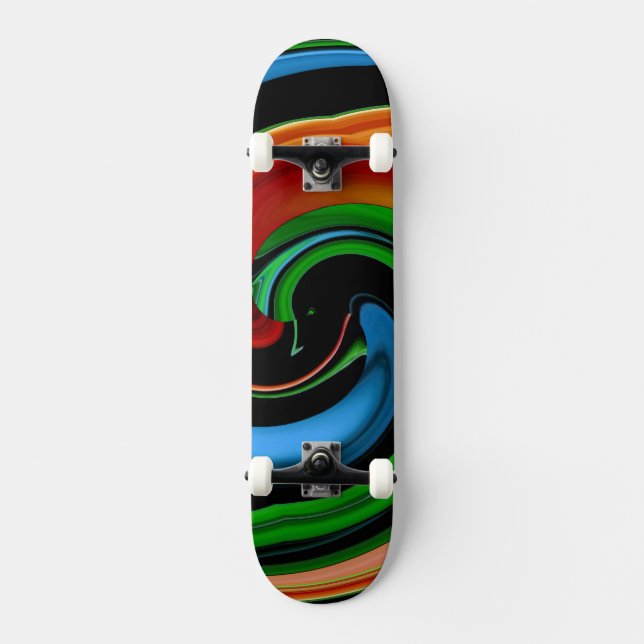 Abstract Rainbow Cartoon Face Skateboard (Front)