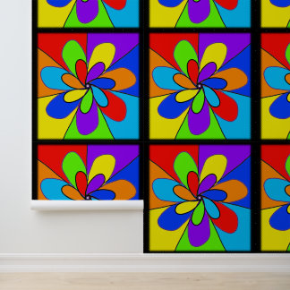 Abstract rainbow colored flower design wallpaper