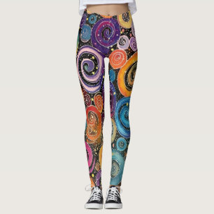 Abstract Rainbow Cosmic Swirl Design Women’s Leggings