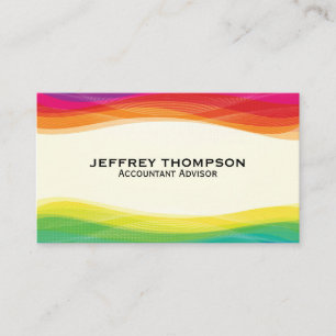 Abstract Rainbow Digital Wave Business Card