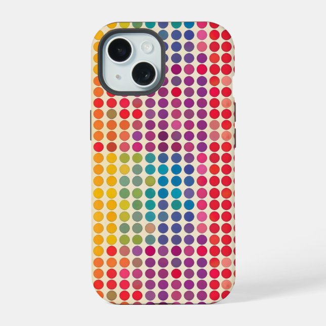 Abstract Rainbow Dot Pattern iPhone 15 Case (Back)