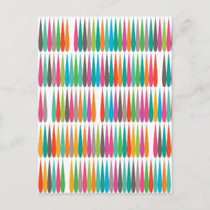 Abstract rainbow drops colourful modern pattern postcard