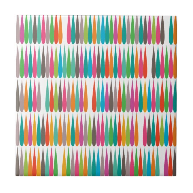 Abstract rainbow drops colourful modern pattern tile (Front)