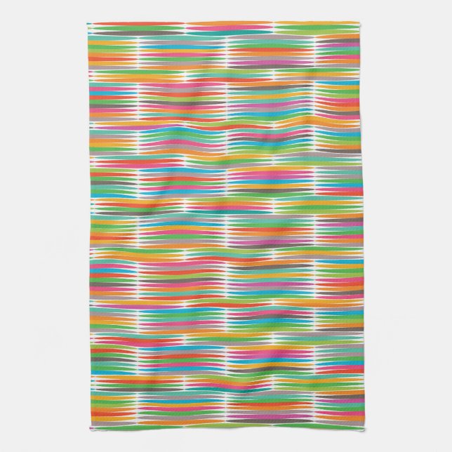 Abstract rainbow drops pattern tea towel (Vertical)