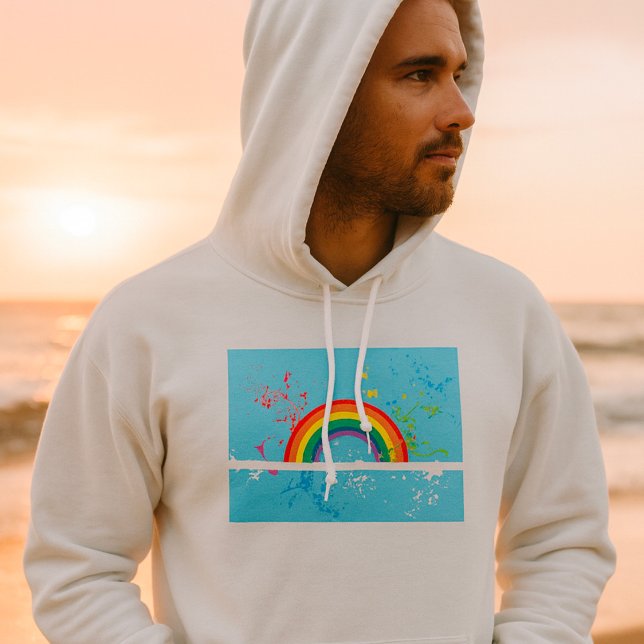 Abstract Rainbow Floral Swirls and Paint Splatter  Hoodie (Creator Uploaded)