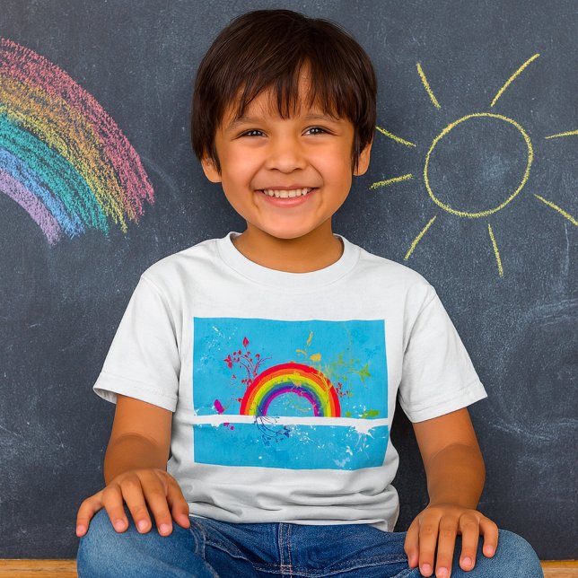 Abstract Rainbow Floral Swirls and Paint Splatter  T-Shirt (Creator Uploaded)