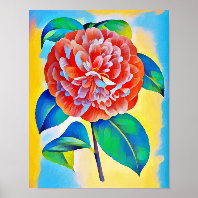 Abstract Rainbow Flower original digital art Poster (Front)