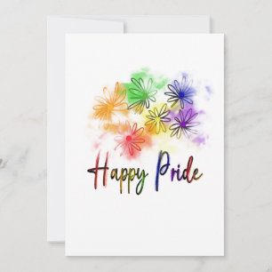 Abstract Rainbow Flowers Happy Pride Holiday Card