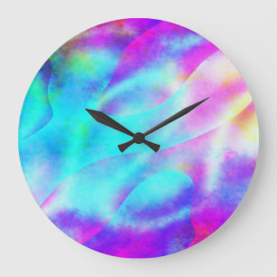 Abstract Rainbow Flowing Stripe Design Large Clock