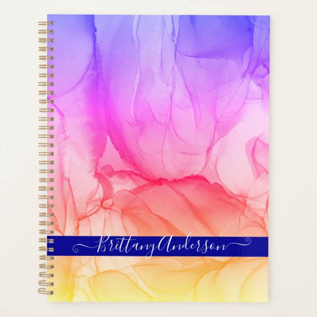 Abstract Rainbow Fluid Pattern Year Planner (Front)