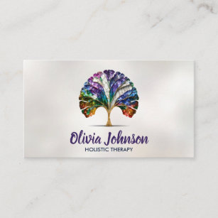 Abstract Rainbow Gingko Tree Business Card