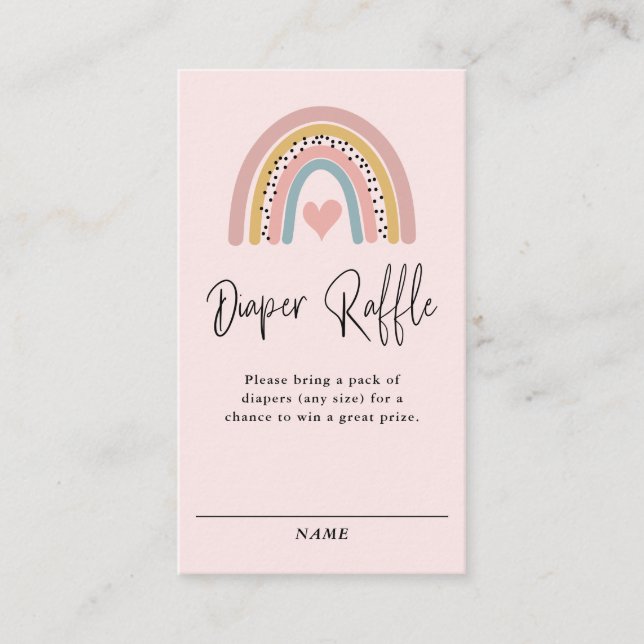 Abstract Rainbow Girl Baby Shower Diaper Raffle Business Card (Front)