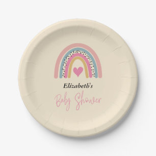 Abstract Rainbow Girl Baby Shower  Paper Plate