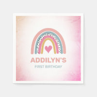 Abstract Rainbow Girls 1st Birthday Party Invitati