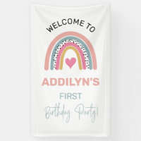 Abstract Rainbow Girl's Birthday Party Welcome