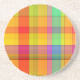 Abstract Rainbow Grid Design Coaster