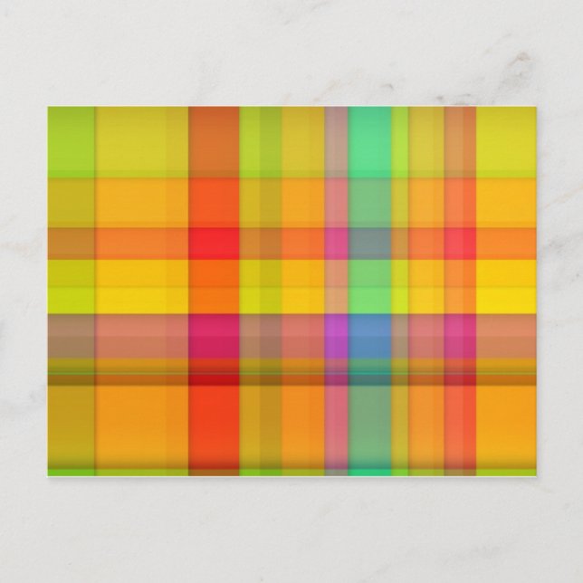 Abstract Rainbow Grid Design Postcard (Front)