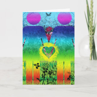 Abstract Rainbow Grunge Love Greeting Card