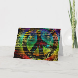 Abstract Rainbow Grunge Peace Greeting Card